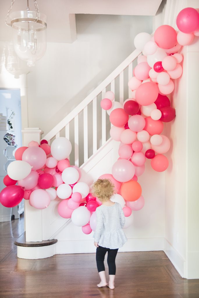 Birthday party balloon arch